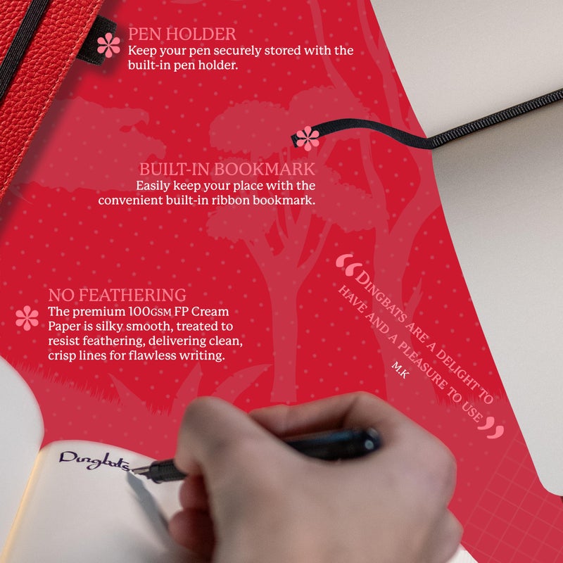 Dingbats* Notebooks Dingbats* Wildlife Grid Writing Journal Notebook A5 - Vegan Leather Hardcover - Ideal for Work, Travel - Pocket, Elastic Closure, & Bookmark - Image 3